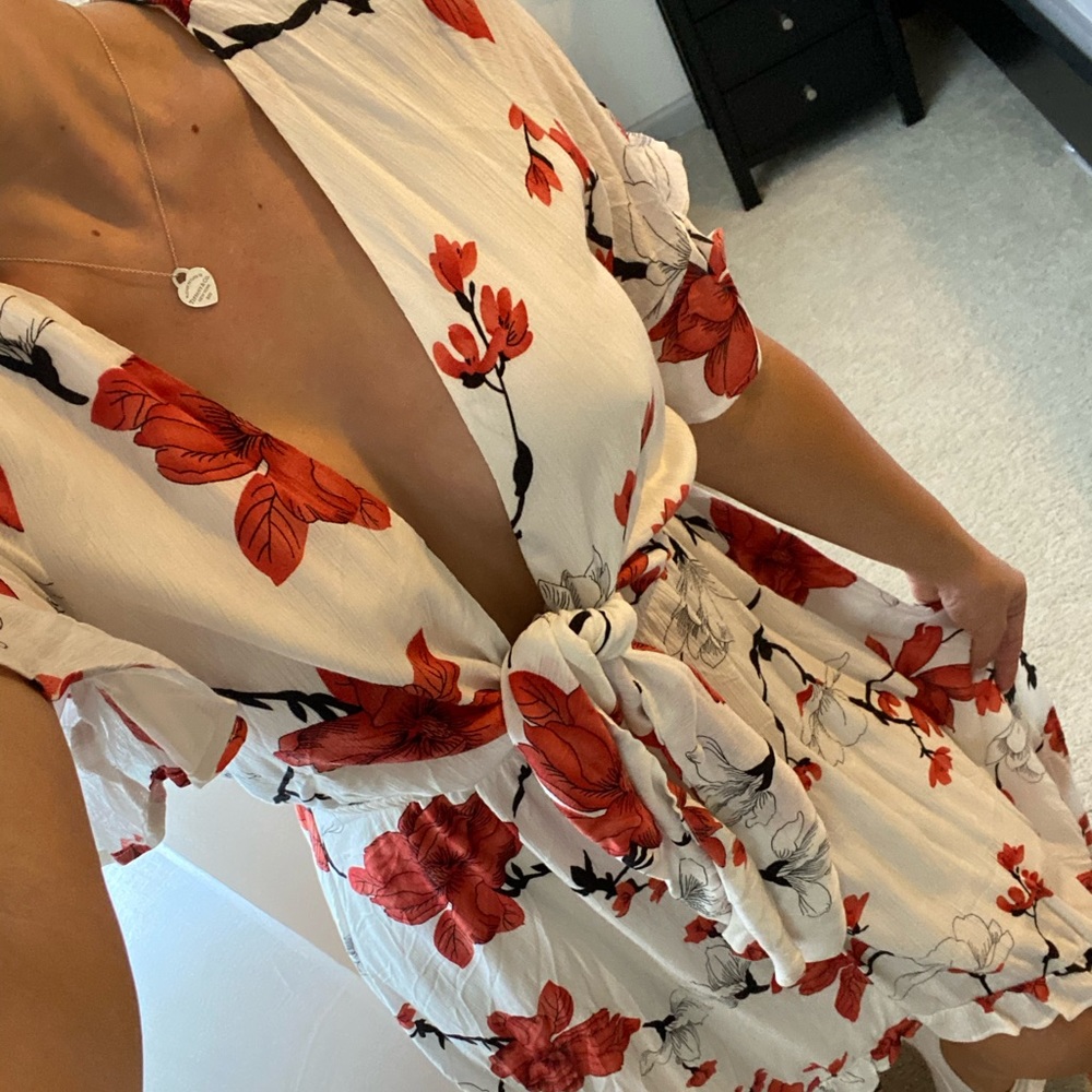 White and floral maxi dress